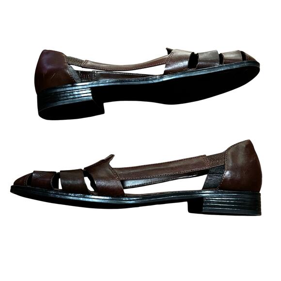 Mootsies Tootsies brown woven leather flats slip on casual shoes US size 10M - Picture 4 of 9